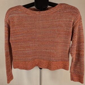 Boxy Crop Pink and Orange Cable Knit Sweater